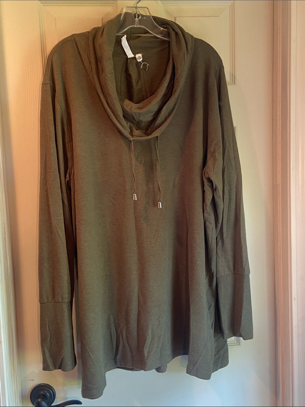 Cable & Gauge Olive Cowl Neck Tunic Sweater